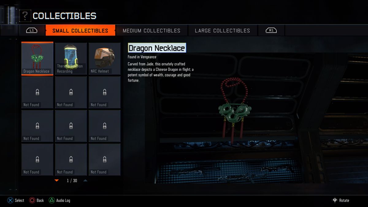 Call of Duty: Black Ops III (PlayStation 4) screenshot: Various collectibles can be found throughout the missions