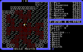 Ultima IV: Quest of the Avatar (DOS) screenshot: You explore a tough-to-reach, very dangerous area late in the game. You are close, Avatar!..