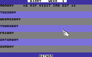 The Force (Commodore 64) screenshot: The diary.