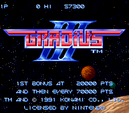 Gradius III (SNES) screenshot: Title screen.