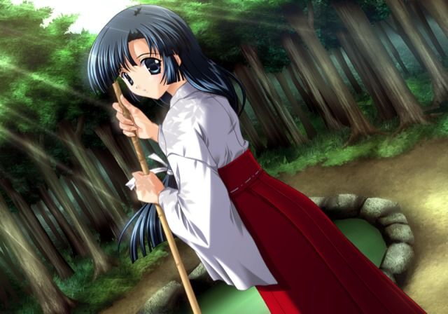 Suika A.S+: Eternal Name (PlayStation 2) screenshot: Meeting the girl near the temple.