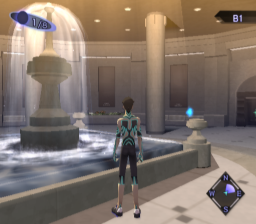 Shin Megami Tensei: Nocturne (PlayStation 2) screenshot: Central square in Ginza area, right in the middle of Tokyo