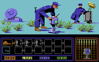 Floyd the Droid (Commodore 64) screenshot: Programming procedures.