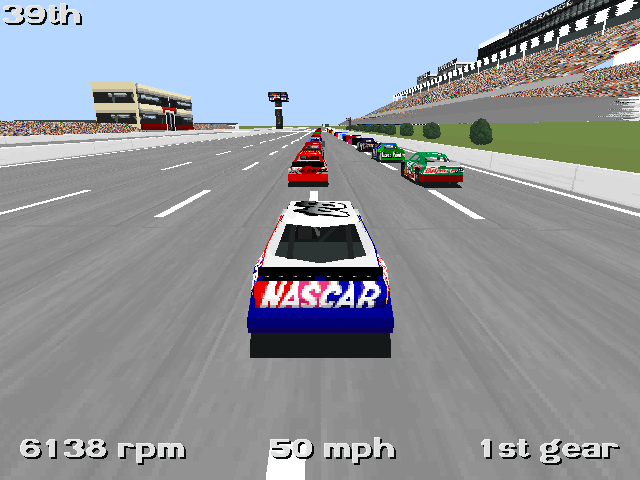 NASCAR: Track Pack (DOS) screenshot: Racing in Pocono (SVGA mode)