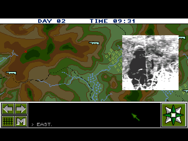 Lost Patrol (Amiga) screenshot: Watch out where you're going, as for some terrain type your team isn't equipped and you may be forced to go back the way you came.