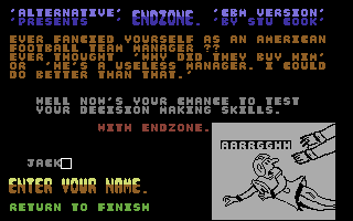 Endzone (Commodore 64) screenshot: Title Screen.