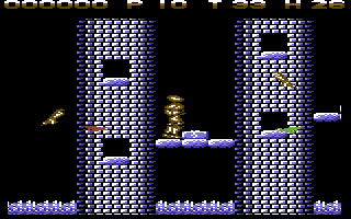 The Enforcer (Commodore 64) screenshot: Keep jumping to the right.