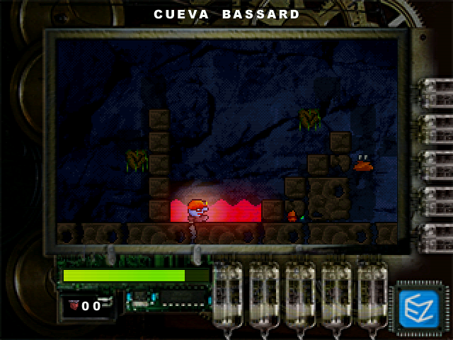 Phantomas Saga 0: Uprising (Windows) screenshot: Stand in the lava and the health meter will be drained quickly.