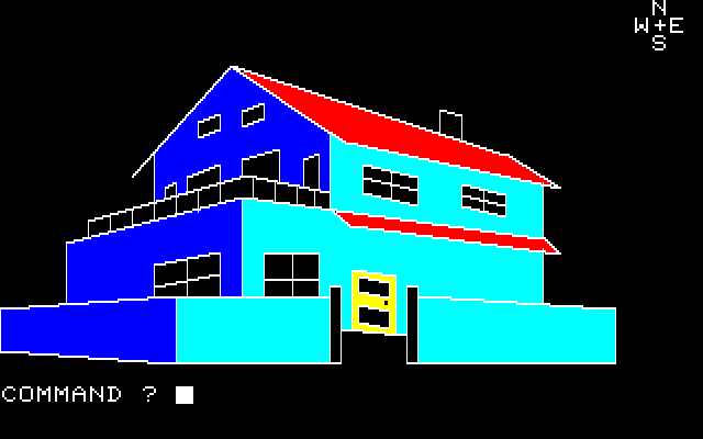 Mystery House (FM-7) screenshot: Your starting location (in color)