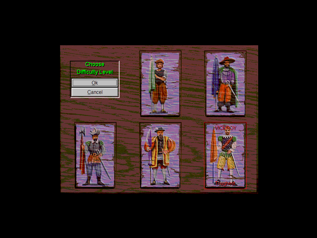 Sid Meier's Colonization (Windows 3.x) screenshot: Difficulty Level