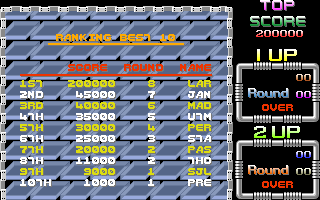 Giganoid (Amiga) screenshot: High-score table