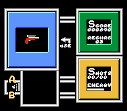 Deathbots (NES) screenshot: The weapon selection screen