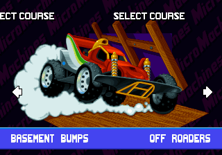 Micro Machines 2: Turbo Tournament (DOS) screenshot: Picking a track.