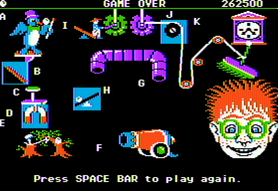 Creative Contraptions (Apple II) screenshot: ...nope - out of time.