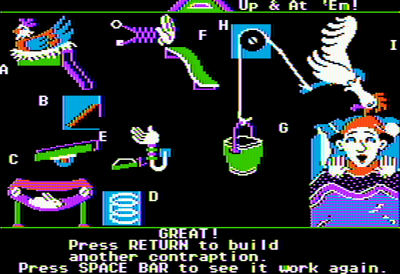 Creative Contraptions (Apple II) screenshot: Wakey-wakey!