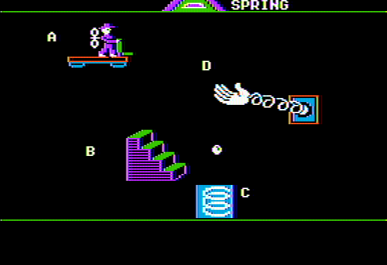Creative Contraptions (Apple II) screenshot: The elastic device in action