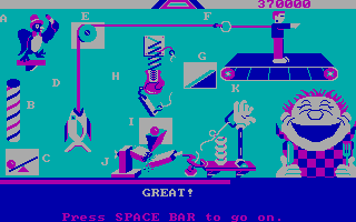 Creative Contraptions (DOS) screenshot: He shoots... and scores!