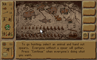 The Lost Tribe (DOS) screenshot: Hunt And Gather For Survival