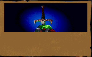 Betrayal at Krondor (DOS) screenshot: The goal is to protect the sword in the stone...