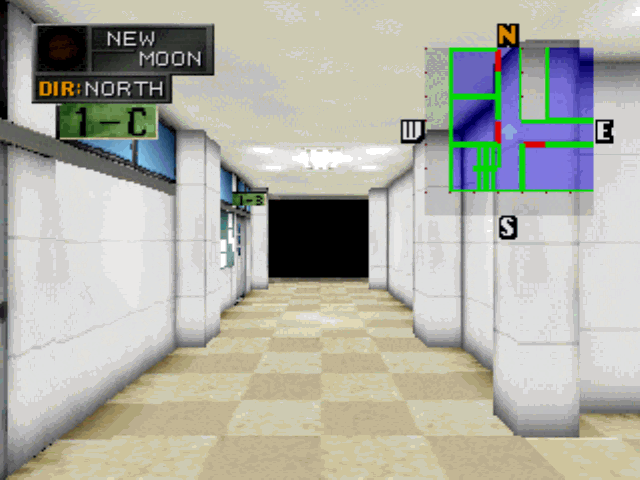 Persona (PlayStation) screenshot: A typical 3D dungeon, viewed from first person perspective