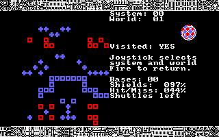 Xcel (Amstrad CPC) screenshot: Map of a world