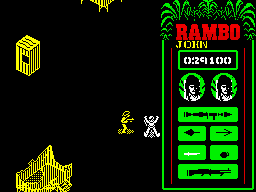 Rambo: First Blood Part II (ZX Spectrum) screenshot: Let's use a knife to release first captive