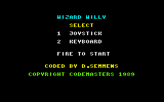 Wizard Willy (Amstrad CPC) screenshot: Title Screen.