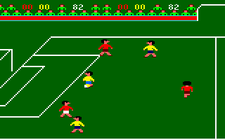 World Cup (Amstrad CPC) screenshot: On the attack.