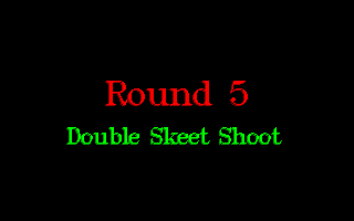 Shooting Gallery (DOS) screenshot: Round 5 is the same as the second Skeet Shoot but with two targets