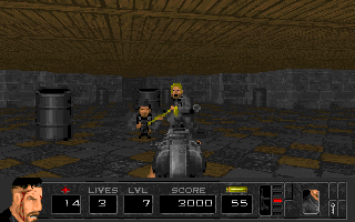 Trench Warfare (DOS) screenshot: A whole gun encampment, for just us?