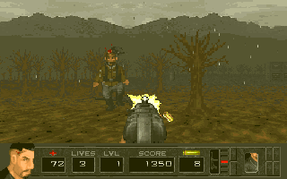 Trench Warfare (DOS) screenshot: Blinding muzzle flashes.