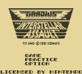 Gradius: The Interstellar Assault (Game Boy) screenshot: Title Screen