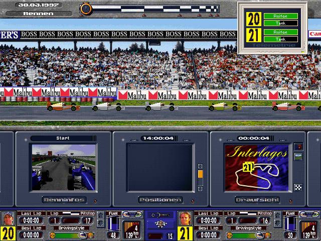F1 Manager Professional (DOS) screenshot: And off they GO!