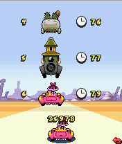 Wacky Races (J2ME) screenshot: Standing at the end of a race