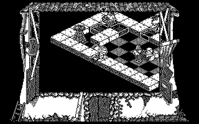 Chess Housers (DOS) screenshot: Success! The knight sacrificed itself against the rock, and I can now teleport to the next area.