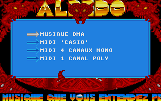 Albedo (Atari ST) screenshot: This is a very special technical feature: the music can also be played on connected Midi devices