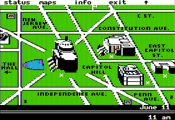 Ticket to Washington, DC (Apple II) screenshot: Exploring Capital Hill