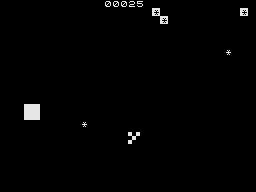 Asteroids (ZX81) screenshot: Asteroids are getting smaller