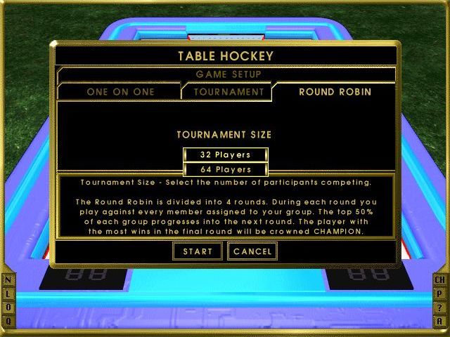 Elite Air Hockey (Windows) screenshot: The Round Robin multiplayer mode caters for sixty four players