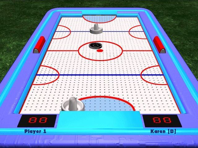 Elite Air Hockey (Windows) screenshot: The start of a game in the stadium environment using the default puck and paddle