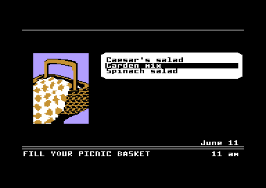 Ticket to Washington, DC (Commodore 64) screenshot: Purchasing a Meal