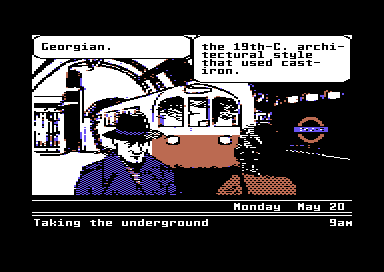 Ticket to London (Commodore 64) screenshot: Accosted by Random People on the Underground