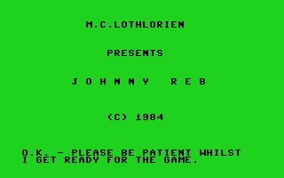 Johnny Reb (Commodore 64) screenshot: Title/Loading screen