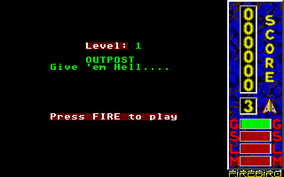 Mission Genocide (Atari ST) screenshot: Each level has a name, we start in the "Outpost"