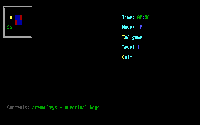 Solver: The Bank Quest (DOS) screenshot: Game starts with the smallest and easiest levels
