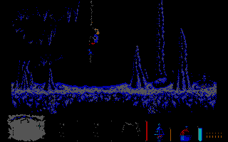 Journey to the Centre of the Earth: Extended Version (DOS) screenshot: This isn't as much fun once the lantern goes out! (EGA)