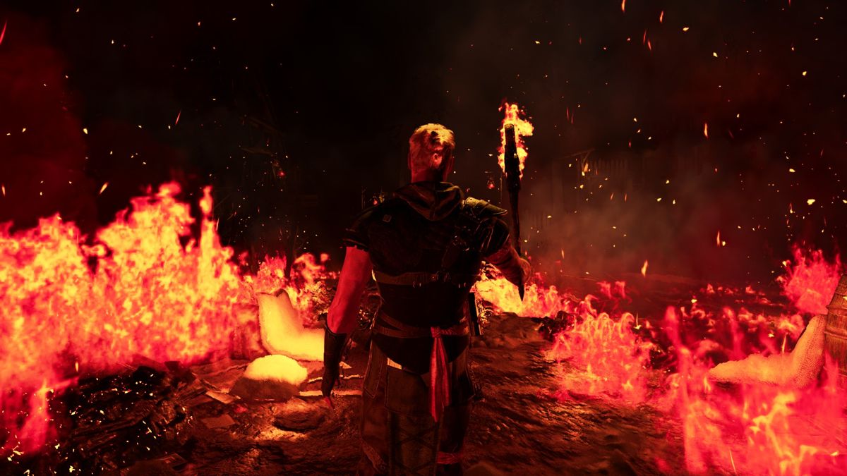 Gothic: Playable Teaser (Windows) screenshot: The teaser starts in a sea of flames