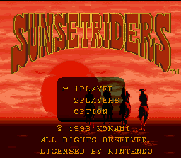 Sunset Riders (SNES) screenshot: Main menu