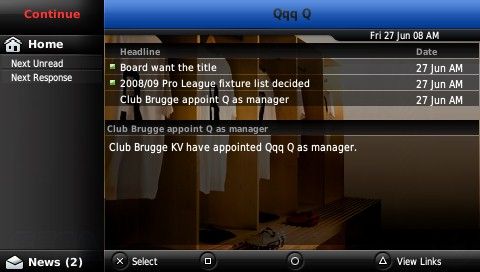 Football Manager Handheld 2009 (PSP) screenshot: Incoming messages