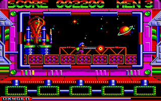 NorthStar (Atari ST) screenshot: Using the arm to destroy an enemy